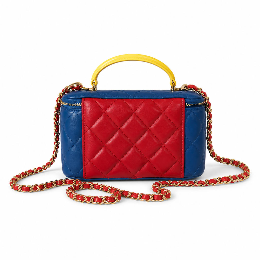 CHANEL Superman Edition Blue Quilted Lambskin Vanity Case Chain Bag