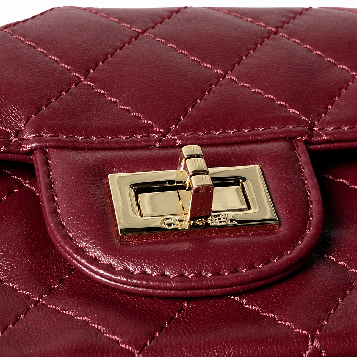 Chanel 2.55 Reissue 227 Burgundy Dark Wine Aged Distressed Calfskin Aged Gold Mademoiselle Lock Chain 24cm