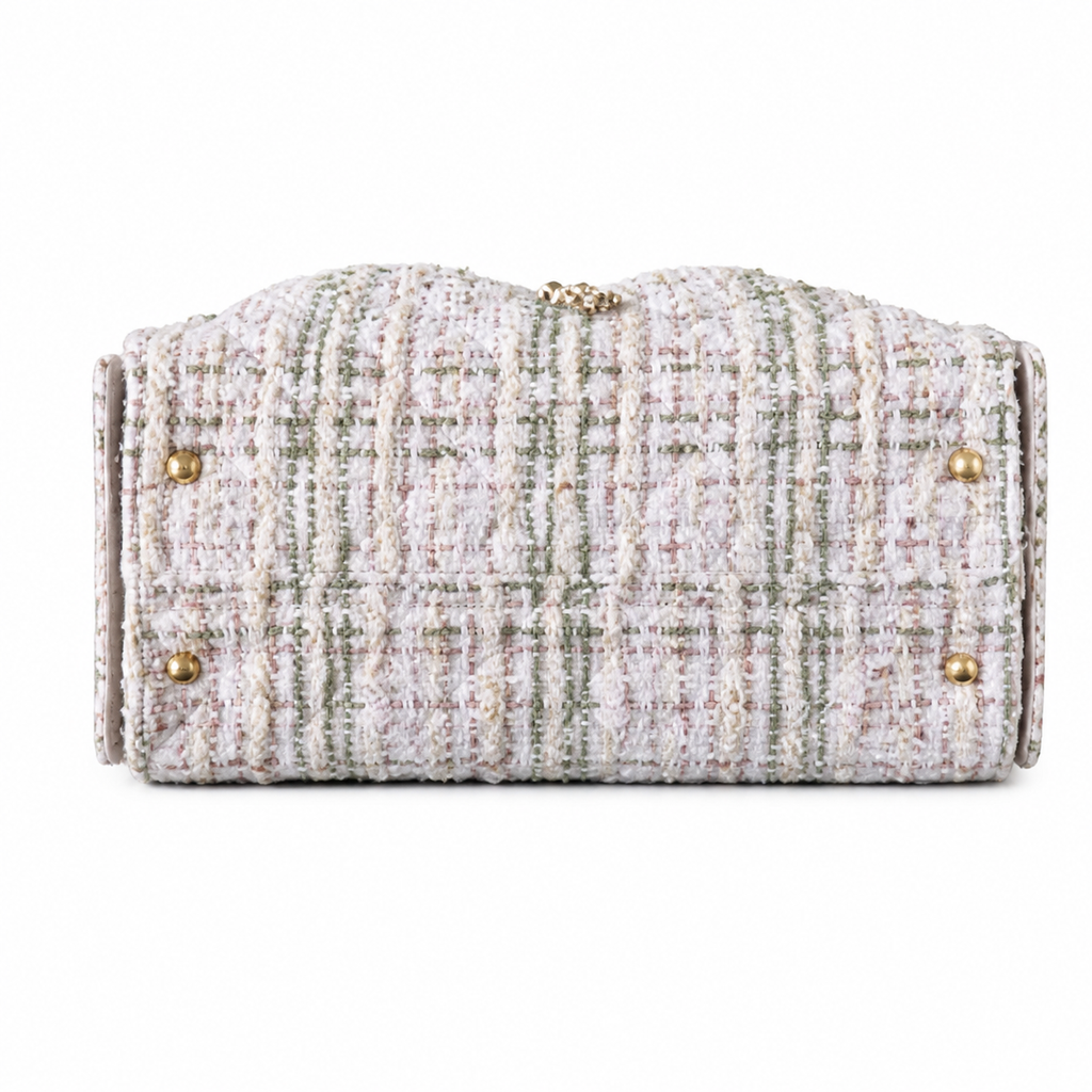Chanel White Multicolor Tweed Large Flap Shopping Bag Chain