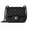 Chanel Vanity Case Black Quilted Caviar Leather Gold CC Hardware 13cm