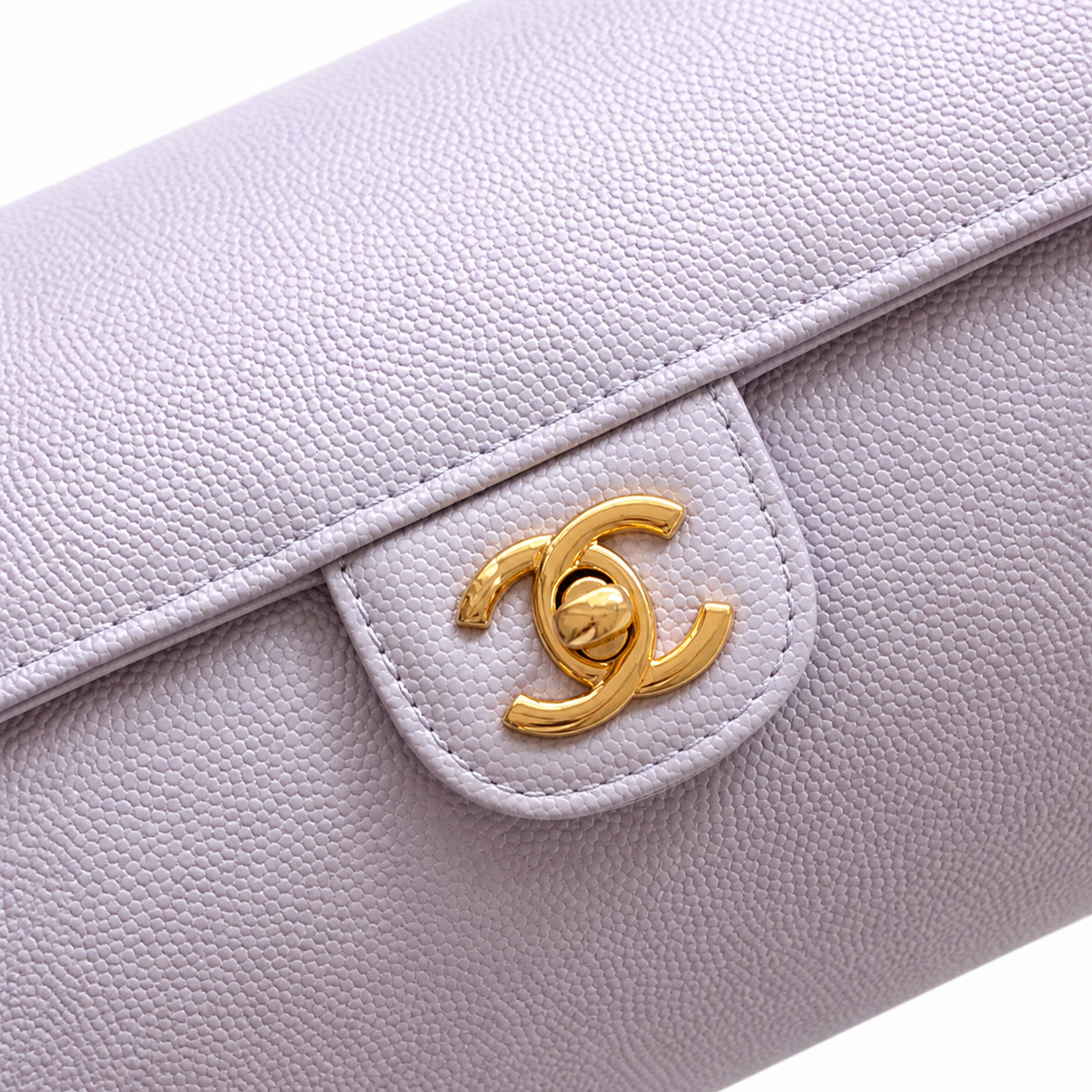 Chanel Vintage Cylinder Barrel Shoulder Bag Lavender Purple Smooth Leather Gold CC Turn-Lock Double Strap 25.5cm
