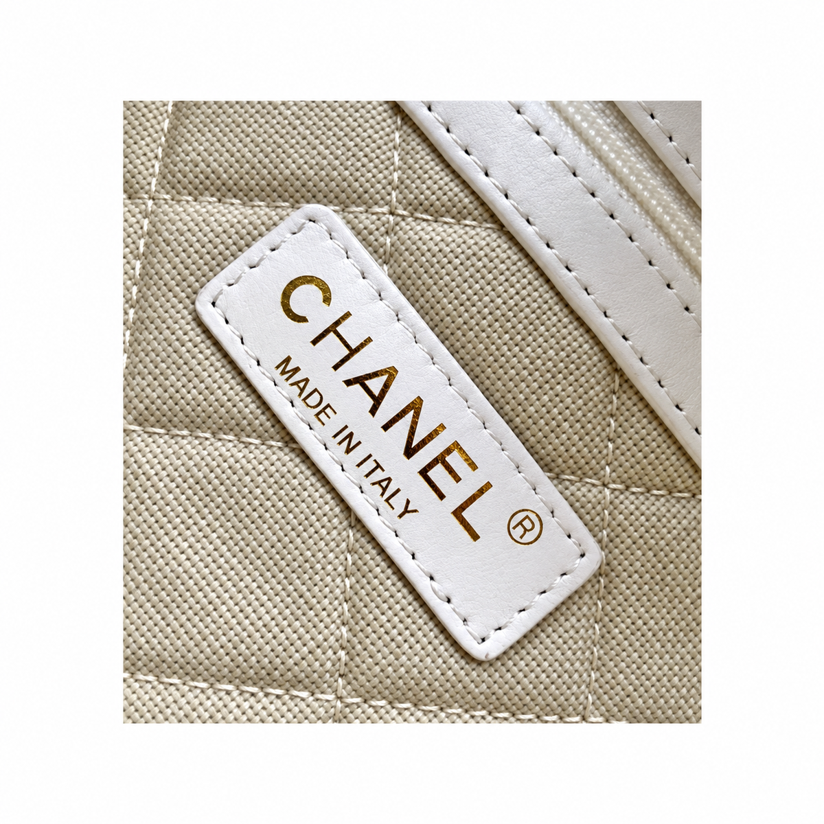 Chanel Ivory Crochet Open-Weave Shopping Tote Bag | Gold CC Chain Handles | 28×20×13cm