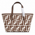 Fendi FF Medium Tote Bag – Jacquard Canvas & Leather Handles, Open Top, 23cm