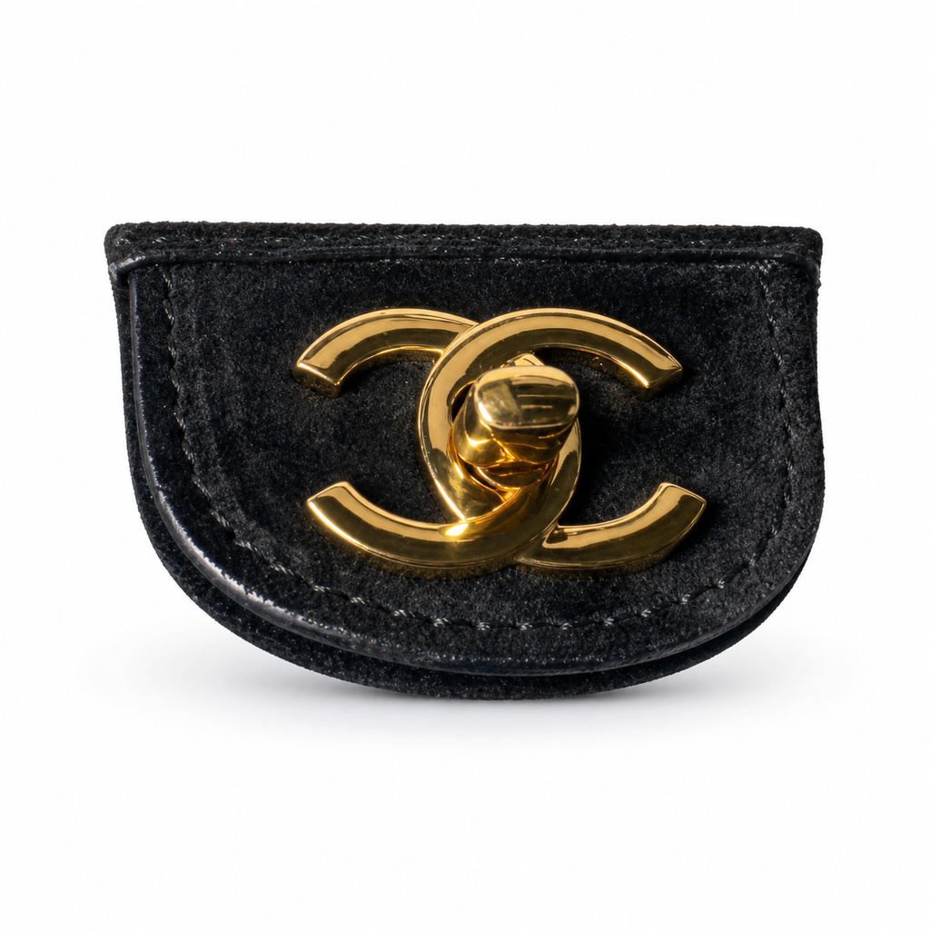 Chanel Black Suede Quilted Jumbo Classic Flap Shoulder Bag | Gold CC Turn-Lock | Gold Chain | 39cm