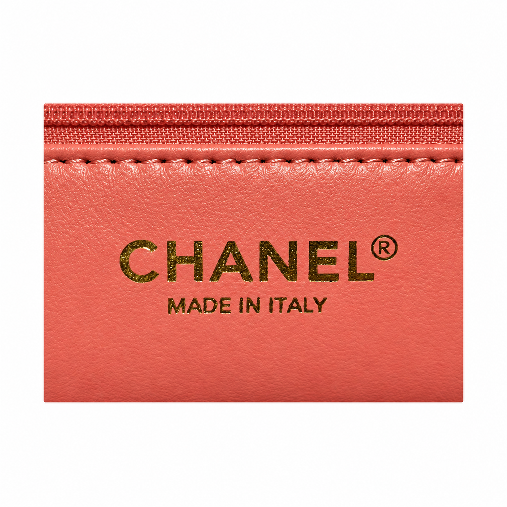 CHANEL Coral Pink Camellia Leather Appliqué Flap Bag Gold Chain