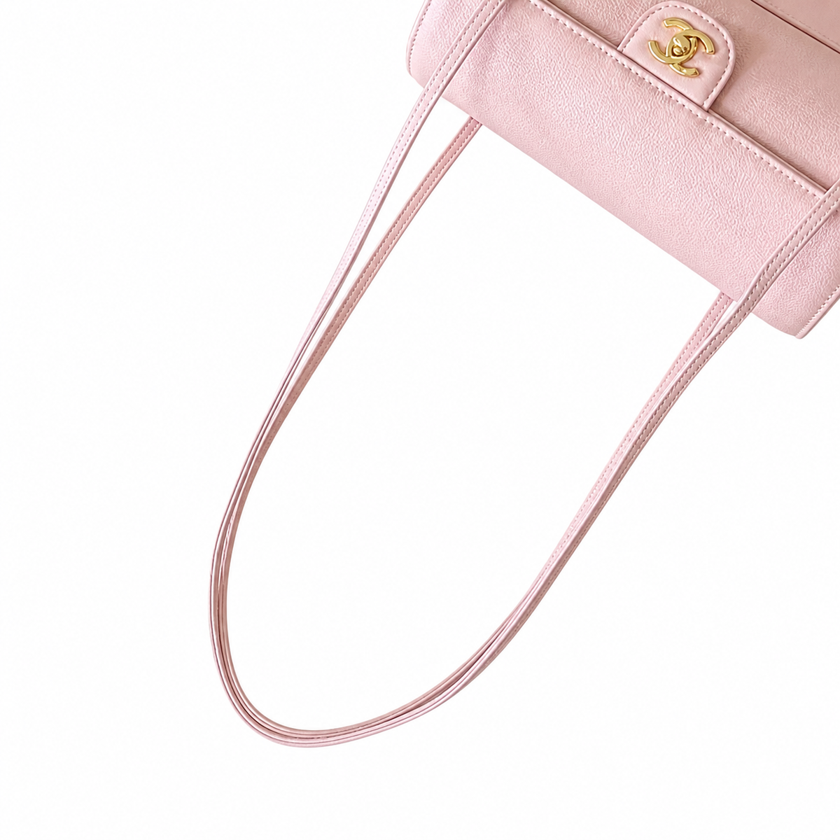 Chanel Vintage Cylinder Barrel Shoulder Bag Blush Pink Caviar Leather Gold CC Turn-Lock Slim Strap 20.5cm