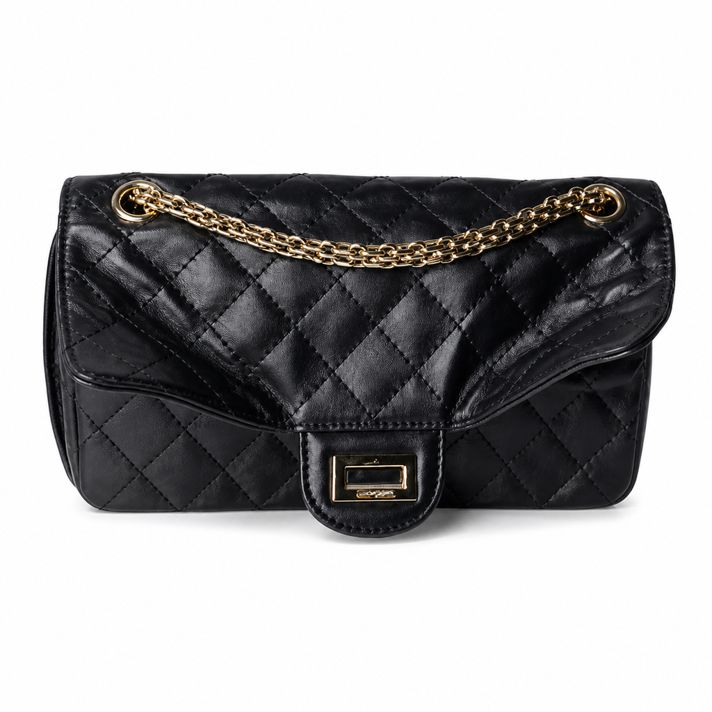 Chanel 2.55 Reissue 227 Black Aged Distressed Calfskin Aged Gold Mademoiselle Lock Chain 24cm