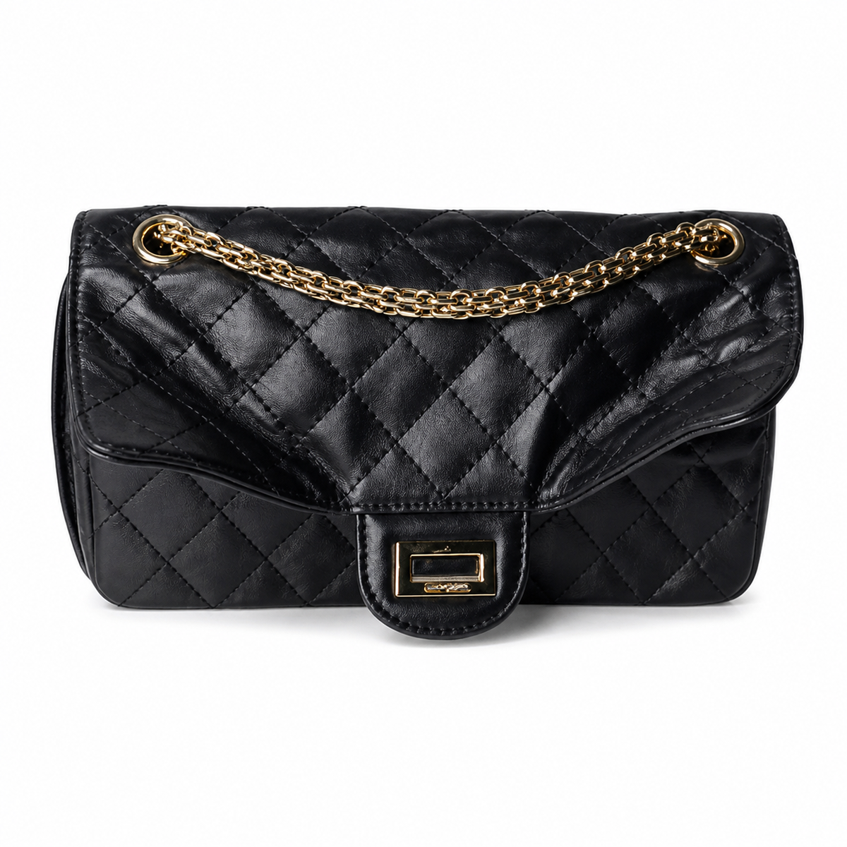 Chanel 2.55 Reissue 227 Black Aged Distressed Calfskin Aged Gold Mademoiselle Lock Chain 24cm