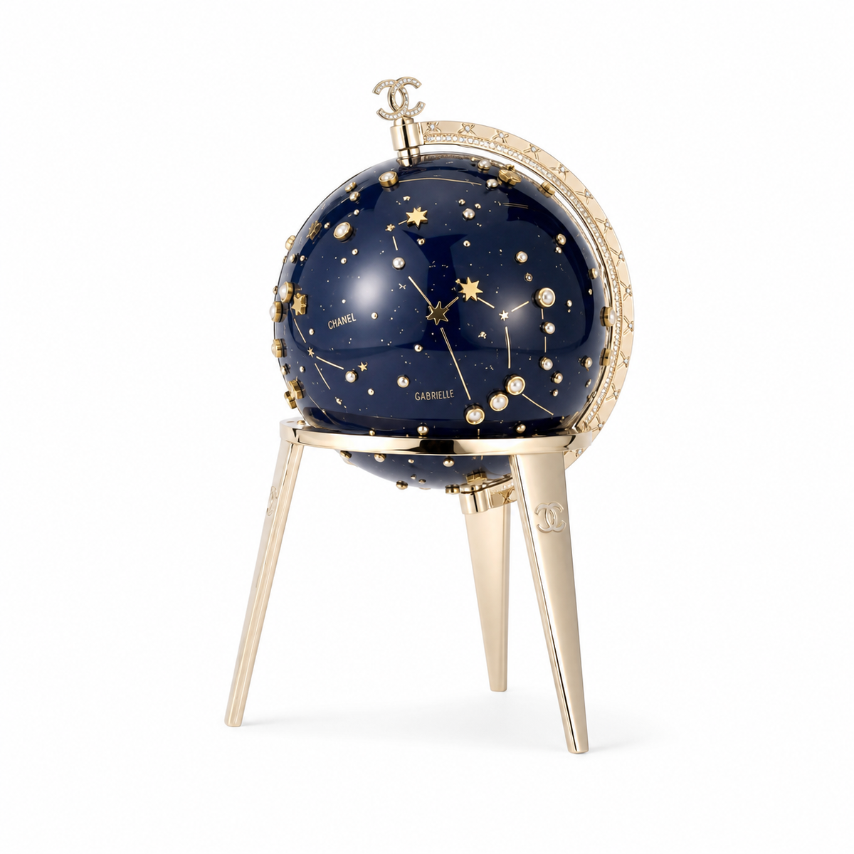 Chanel Taurus Constellation Celestial Globe Minaudière Evening Bag | Navy Enamel | Crystal Stars | Silver CC | 18×11×11cm