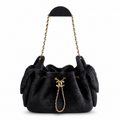 Chanel Black Faux Mink Fur Classic Flap Bag Gold CC Turn-Lock Chain