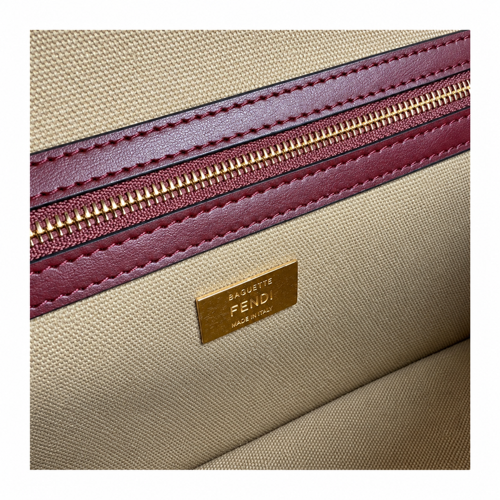 Fendi FF Shoulder Bag – Jacquard Canvas & Leather Trim, Flap Closure, 26cm
