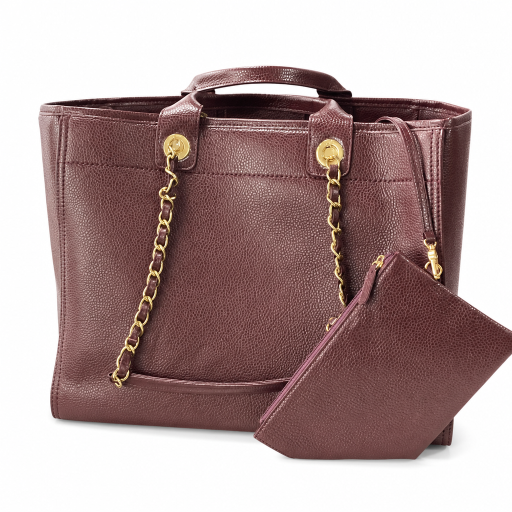 CHANEL Deauville Shopping Tote – Burgundy Caviar Leather Gold Hardware with Detachable CC Pouch 30×50×21cm