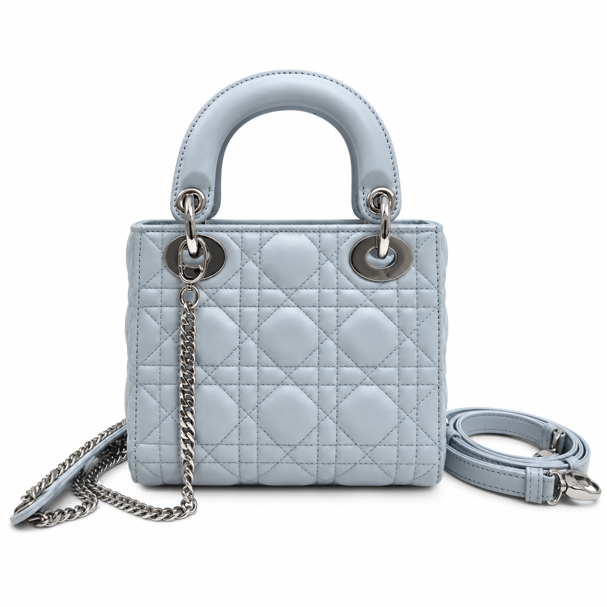 Dior White Cannage Quilted Shoulder Bag 17cm