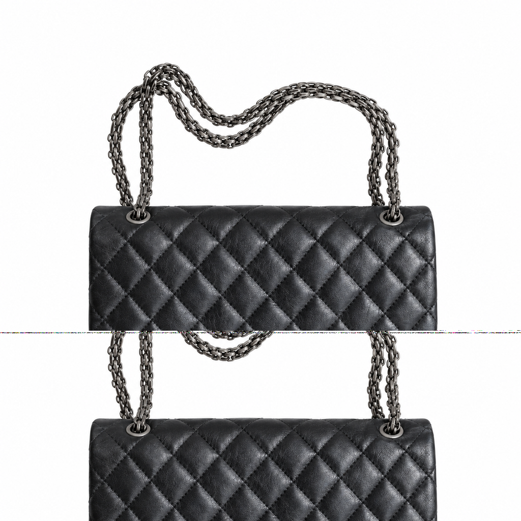 Chanel 2.55 Reissue 224 Mini Flap Bag Black Aged Calfskin Ruthenium Hardware 16cm