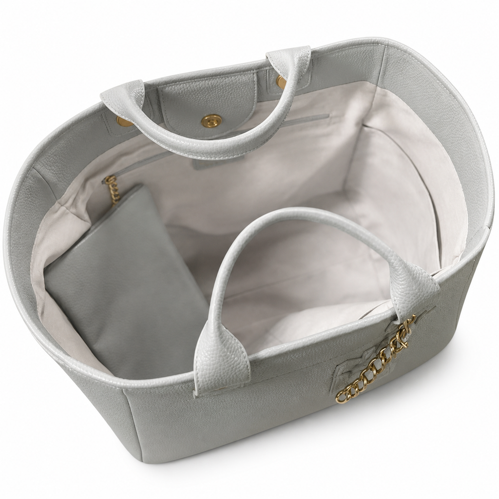 CHANEL Deauville Shopping Tote – Light Grey Caviar Leather Gold Hardware with Detachable CC Pouch 30×50×21cm