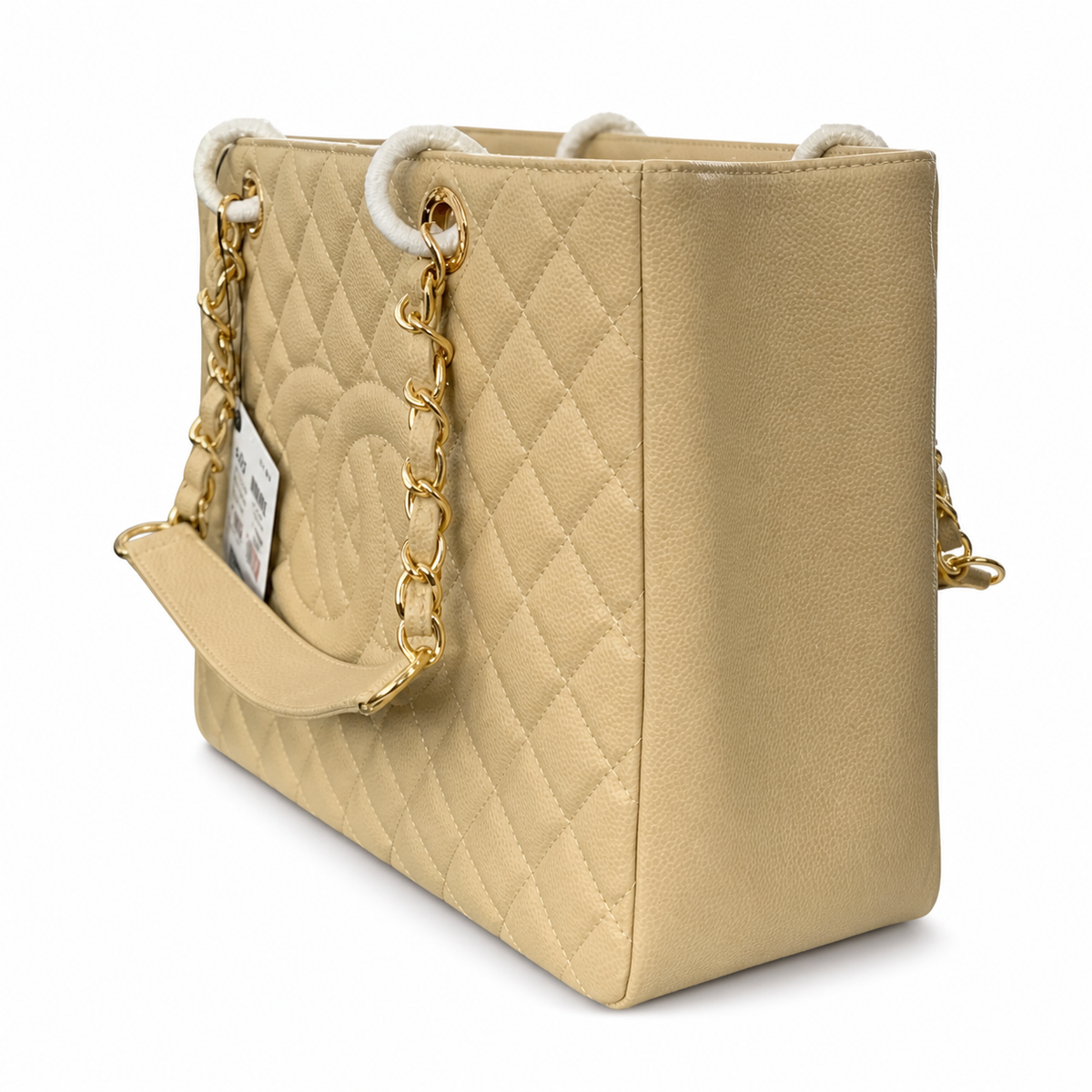 CHANEL Grand Shopping Tote (GST) – Beige Caviar Leather Gold Hardware Shoulder Bag 35×25×13cm
