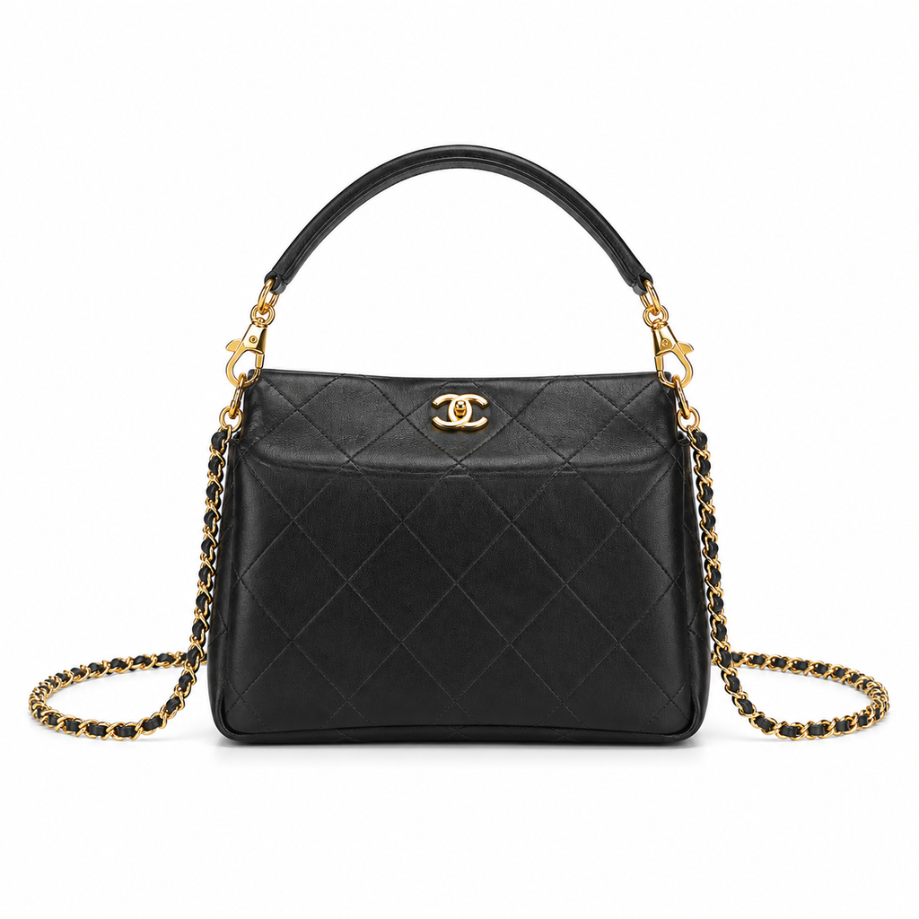 CHANEL Classic Quilted Leather Chain Crossbody Bag CC Logo