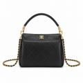 CHANEL Classic Quilted Leather Chain Crossbody Bag CC Logo