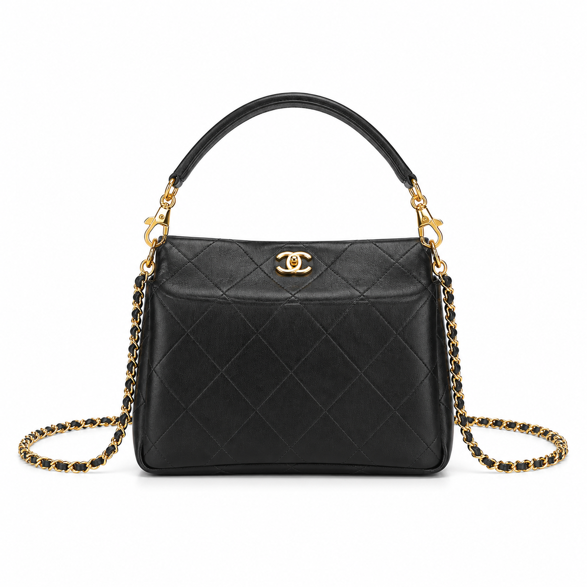 CHANEL Classic Quilted Leather Chain Crossbody Bag CC Logo