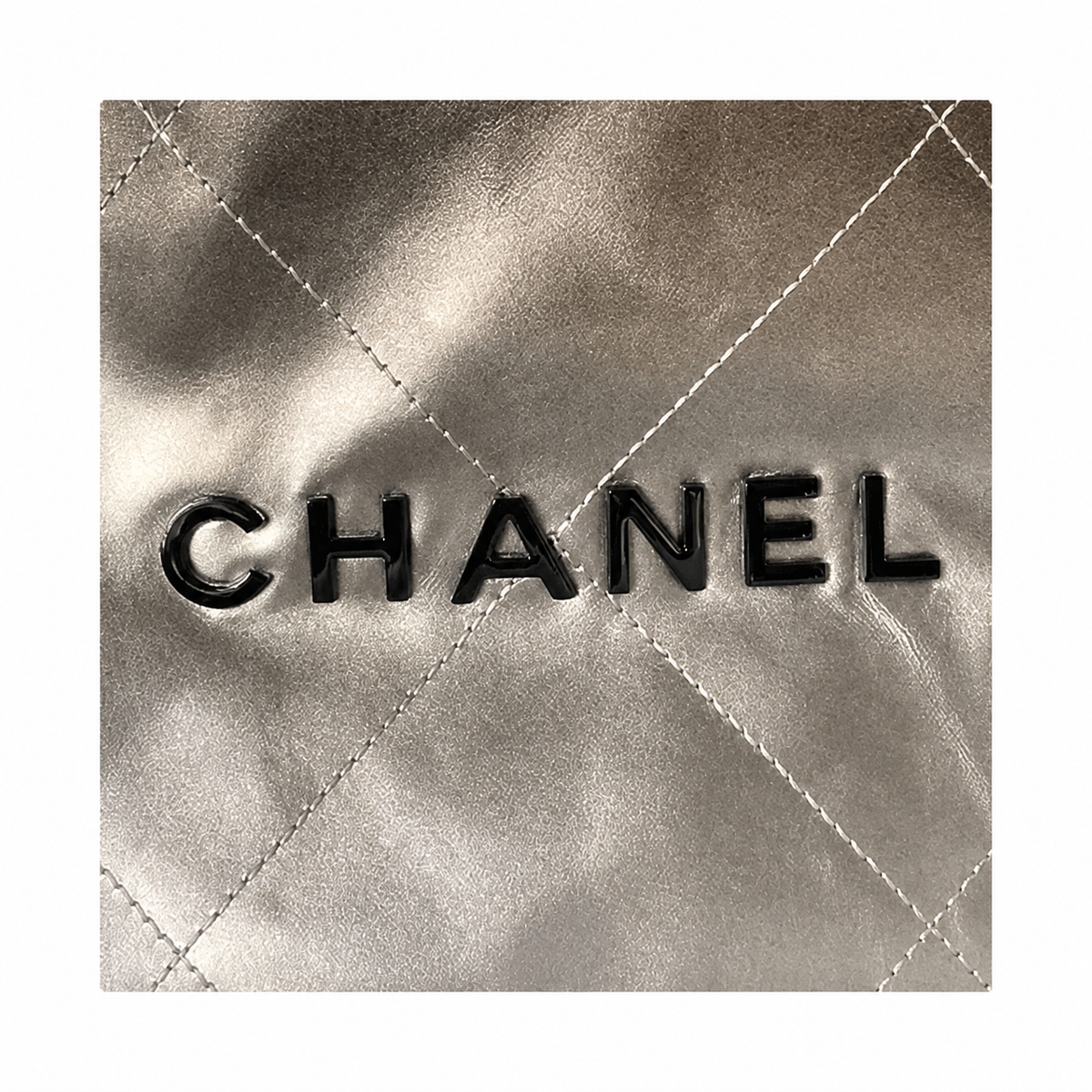Chanel 22 Large Bag Black Silver Gradient Metallic Calfskin Silver Chain 35cm