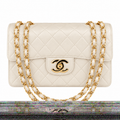Chanel Classic Flap Bag | Ivory White Quilted Lambskin Gold CC Turn-Lock & Chain | Medium 30cm