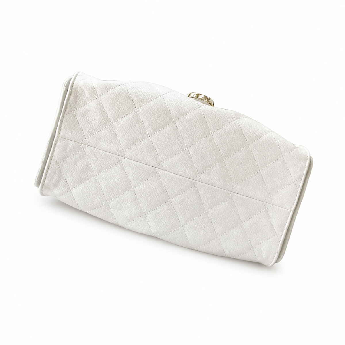 Chanel Quilted Leather Triangle Sling Backpack White Gold Hardware