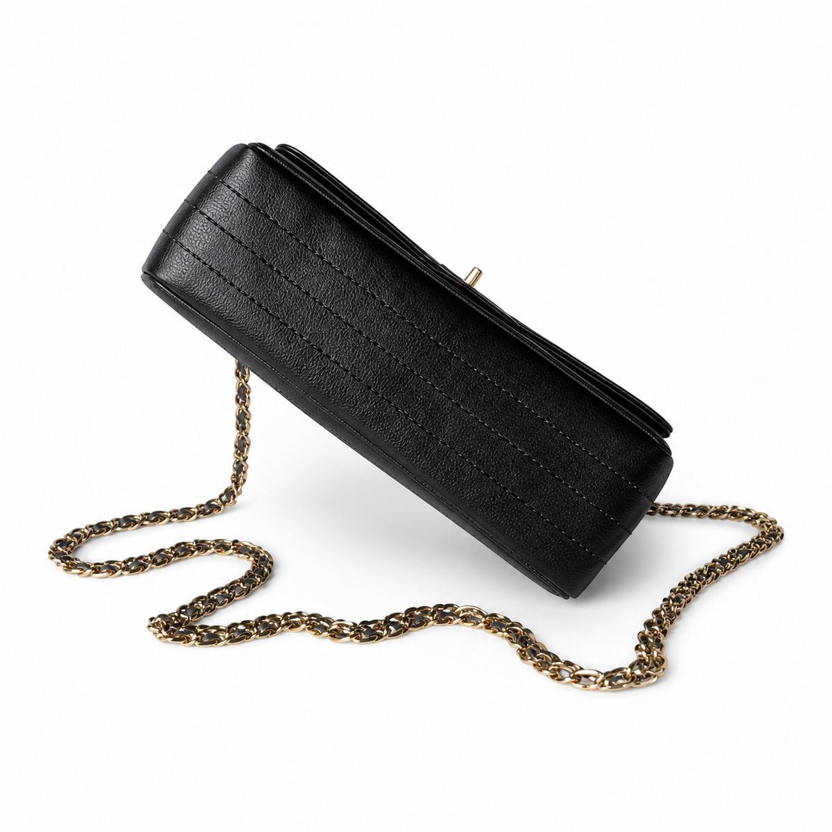 Chanel 2.55 Reissue 227 Black Aged Distressed Calfskin Aged Gold Mademoiselle Lock Chain 24cm