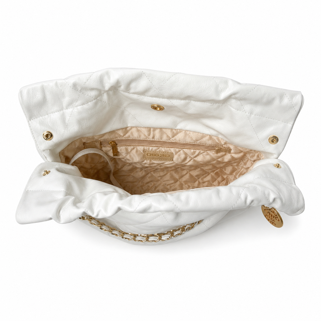 Chanel 2.55 Reissue Bicolor Bag White Lambskin Gold Metallic Mademoiselle Lock Gold Chain