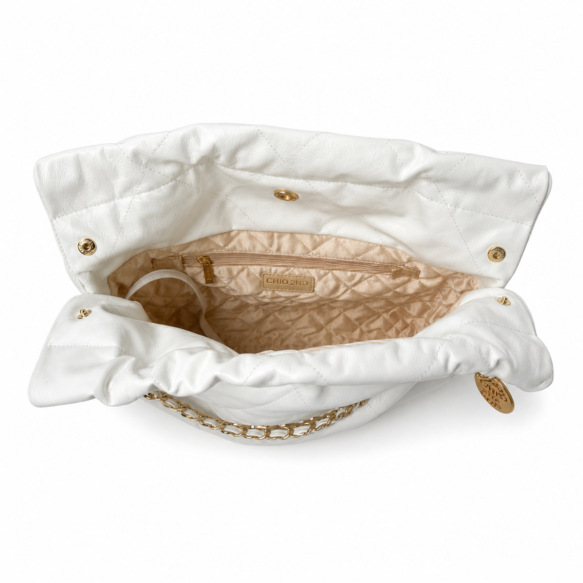 Chanel 2.55 Reissue Bicolor Bag White Lambskin Gold Metallic Mademoiselle Lock Gold Chain