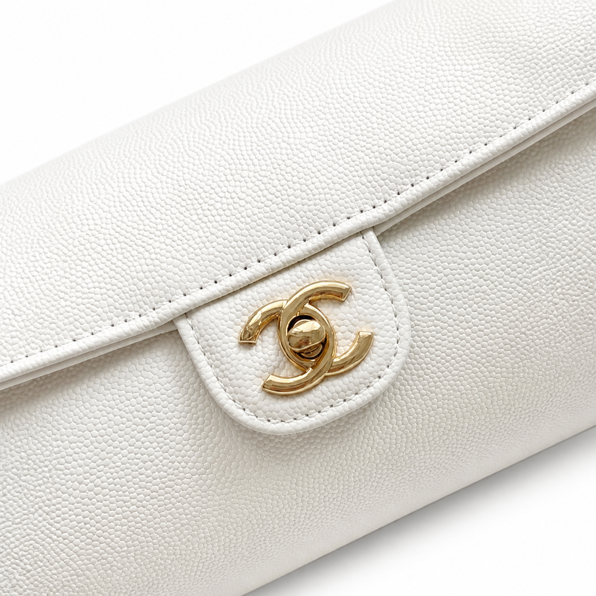Chanel Vintage Cylinder Barrel Shoulder Bag White Smooth Leather Gold CC Turn-Lock Slim Strap 20.5cm