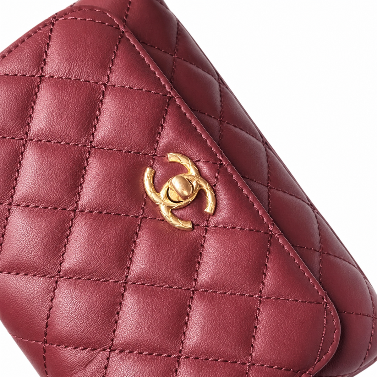 CHANEL Burgundy Quilted Lambskin Jewel Top Handle Flap Chain Bag