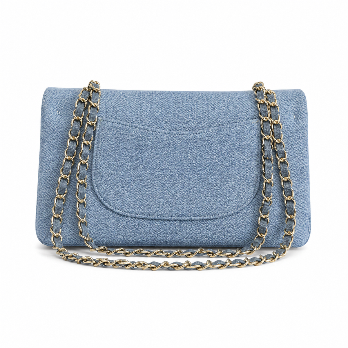 CHANEL Blue Denim Crystal Floral Embroidered Flap Chain Bag