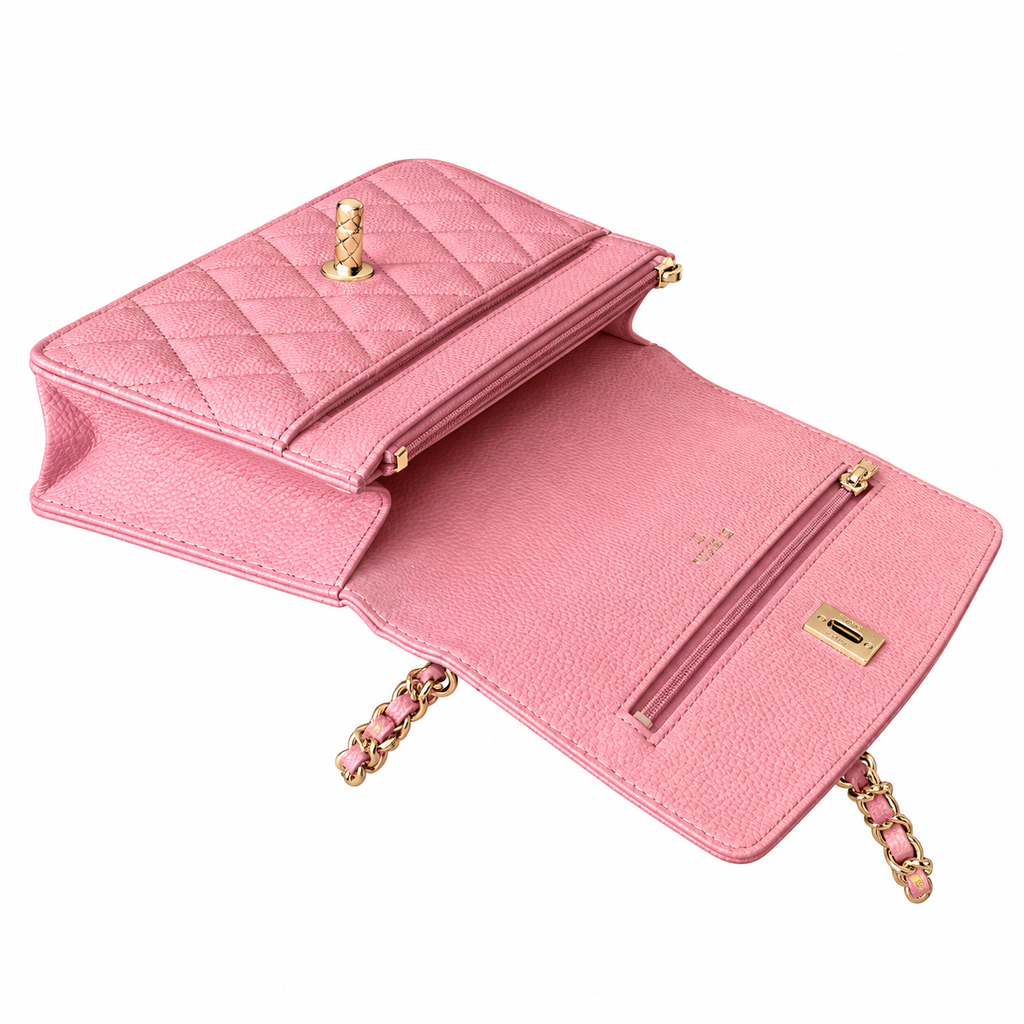 Chanel Mini Flap Bag with Top Handle Pink Caviar Leather Rose Gold Hardware 18.5cm