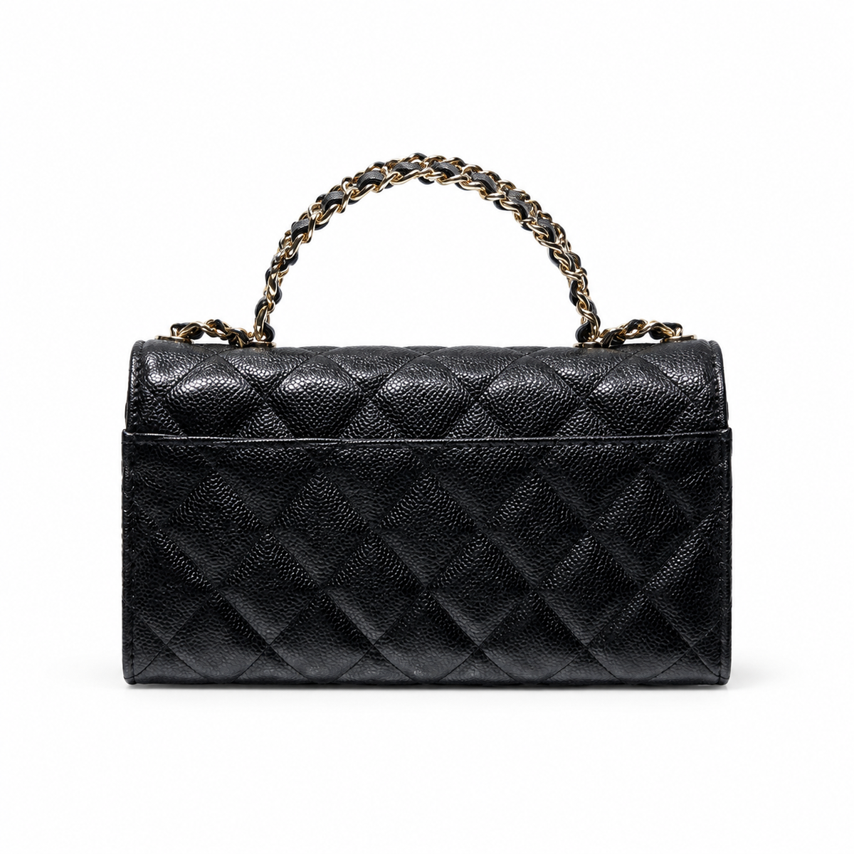 Chanel Quilted Leather Grained Chain Crossbody Bag
