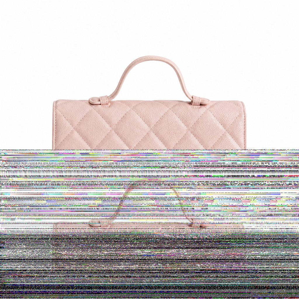 Chanel CC Filigree Quilted Leather Top Handle Crossbody Bag Pink Gold