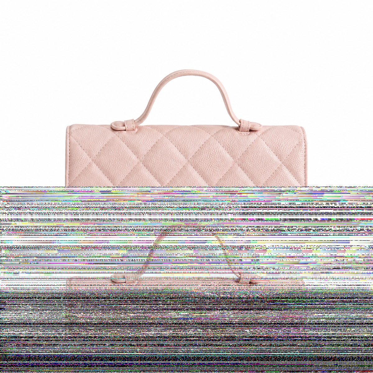 Chanel CC Filigree Quilted Leather Top Handle Crossbody Bag Pink Gold