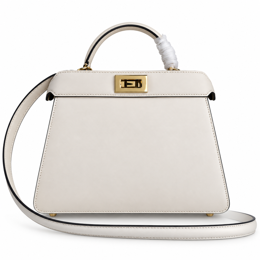 Fendi Peekaboo ISeeU Mini – Ivory Calfskin & Purple Suede Interior