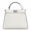 Fendi FF Structured Shoulder Bag – Jacquard Canvas & Leather Trim, Flap Closure, 23cm