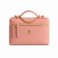 CHANEL Pink Caviar Leather Vanity Case Top Handle Chain Bag