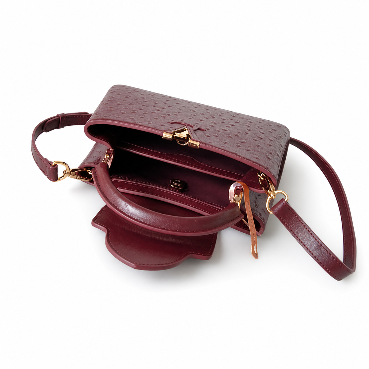 Louis Vuitton Capucines BB — Autruche Ostrich Leather in Bordeaux with Gold Hardware