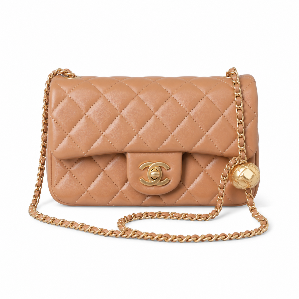 Chanel Classic Flap Small Caramel Brown Lambskin Aged Gold Hardware 20cm