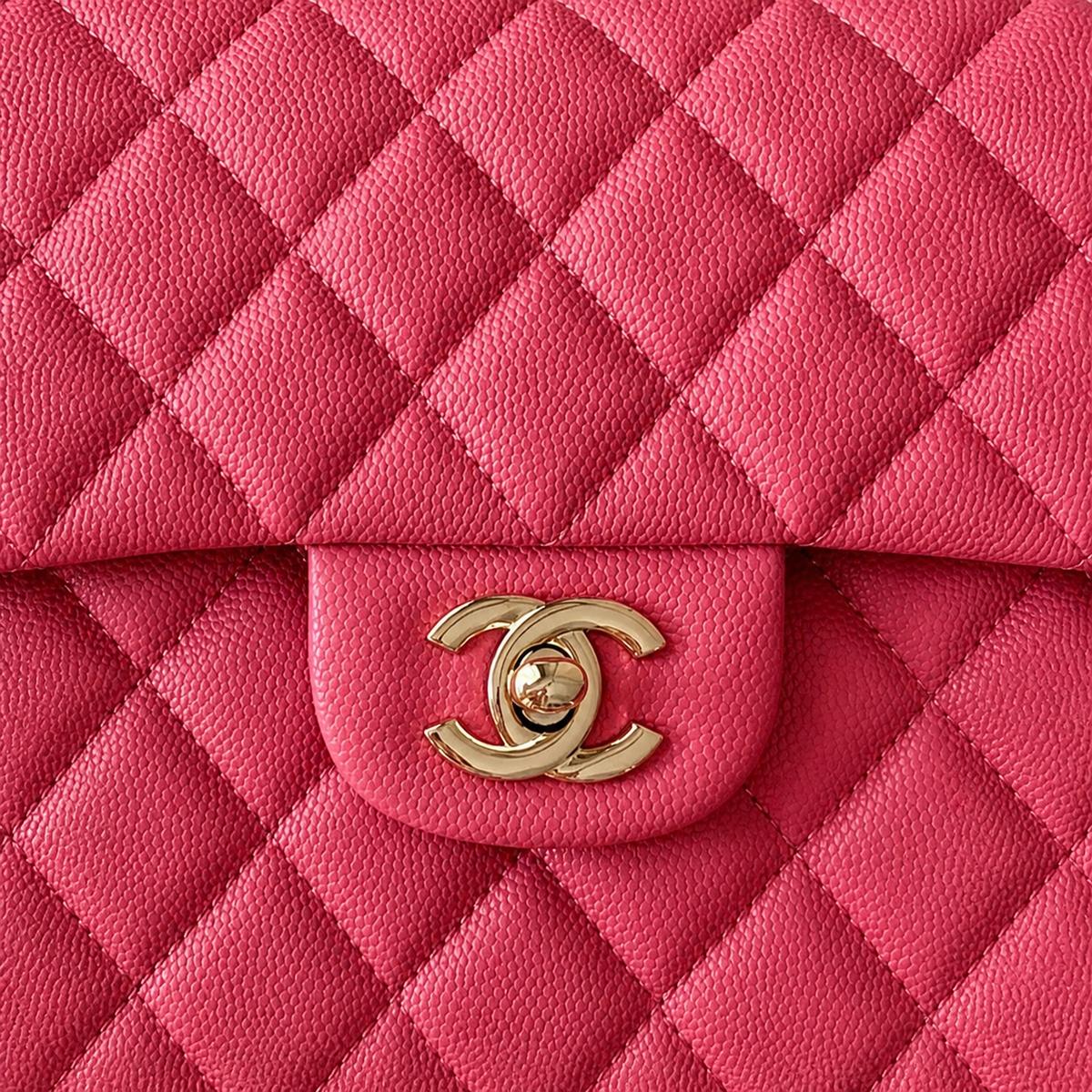Chanel Classic Flap Bag Small Hot Pink Fuchsia Quilted Lambskin Gold CC Lock Double Chain 23cm