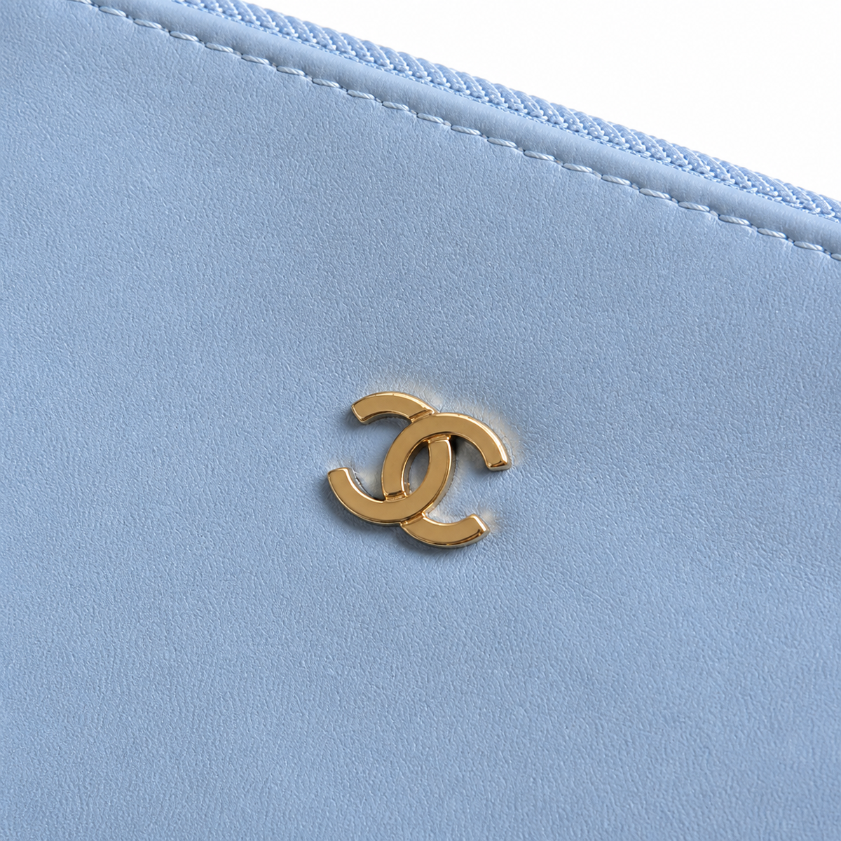 CHANEL Ice Blue Woven Mesh Flap Bag Pearl Trim Gold Chain