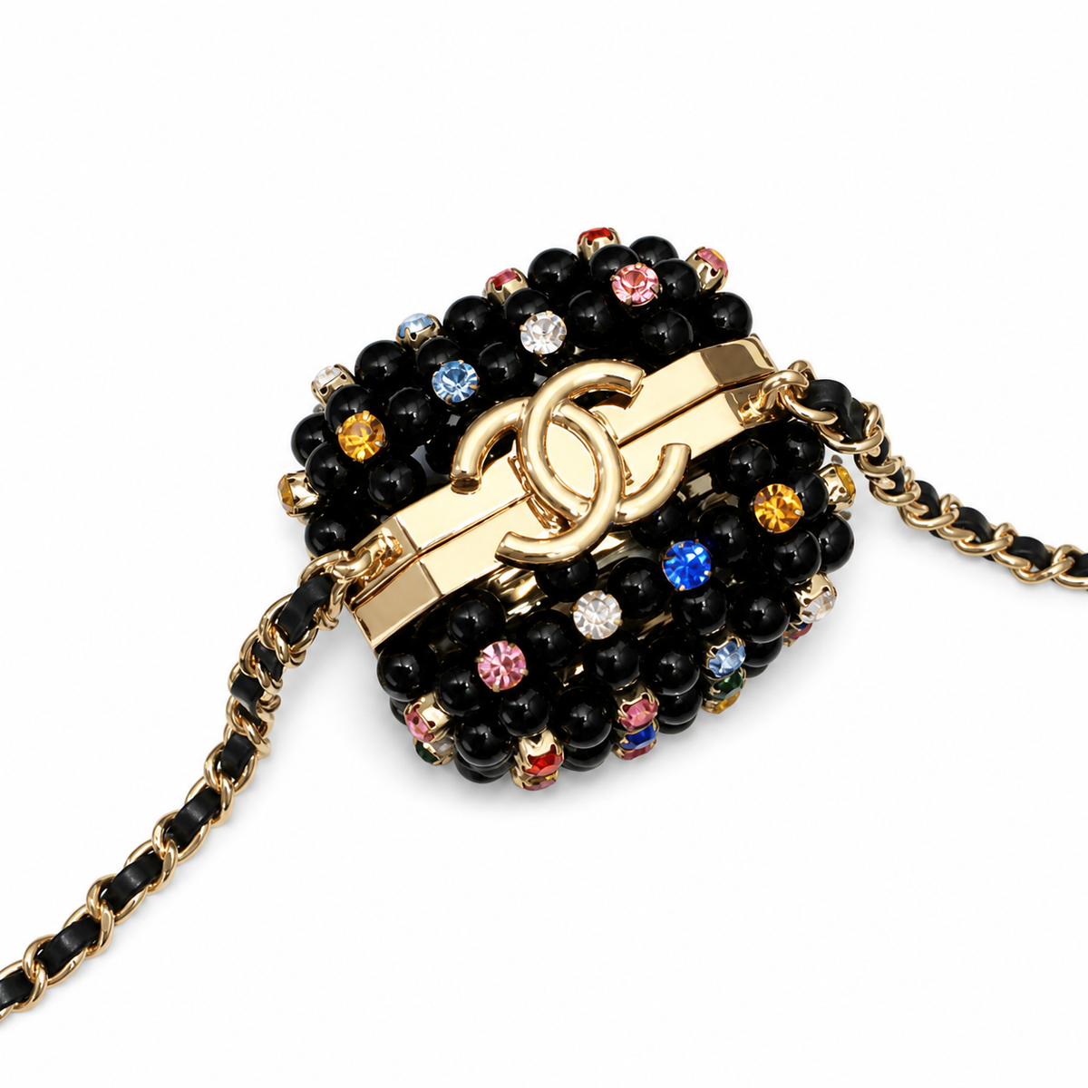 CHANEL Black Pearl Multicolor Crystal Minaudiere Evening Bag