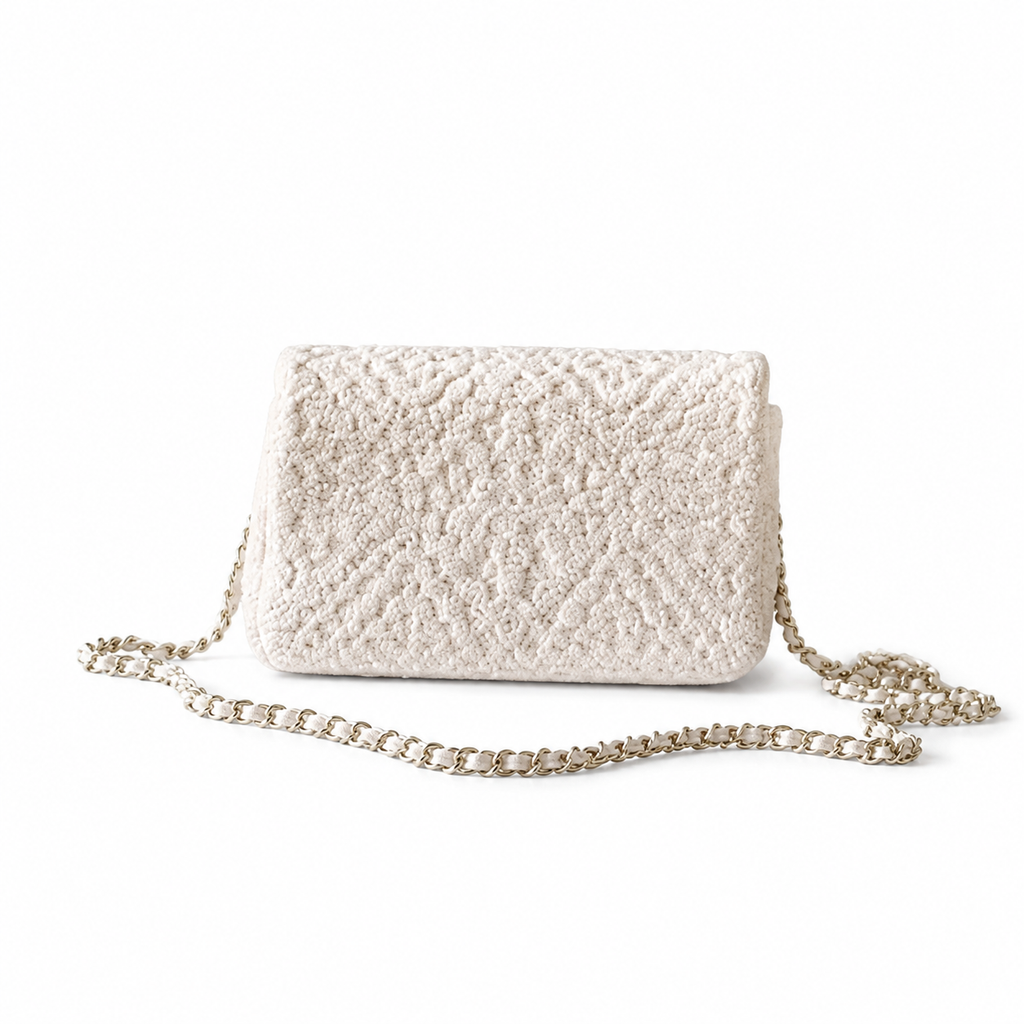 Chanel Ivory Beaded Embroidery Flap Bag | Full-Surface Floral Beadwork & Champagne Gold Hardware