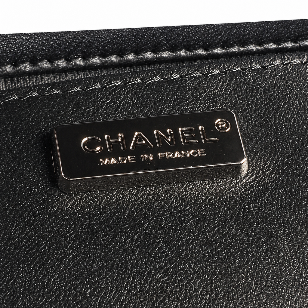 Chanel Black Sequin White Bow Embroidered Flap Bag Silver Chain
