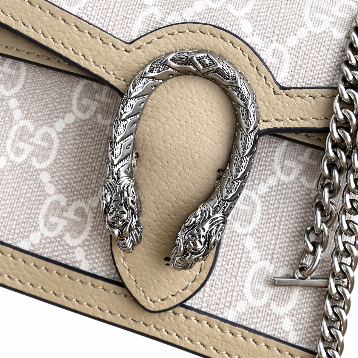 Gucci Dionysus Mini Bag in White GG Supreme Canvas with Ivory Leather Trim