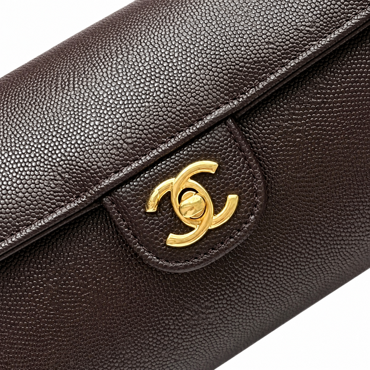 Chanel Vintage Cylinder Barrel Shoulder Bag Dark Brown Leather Gold CC Turn-Lock Slim Strap 22cm