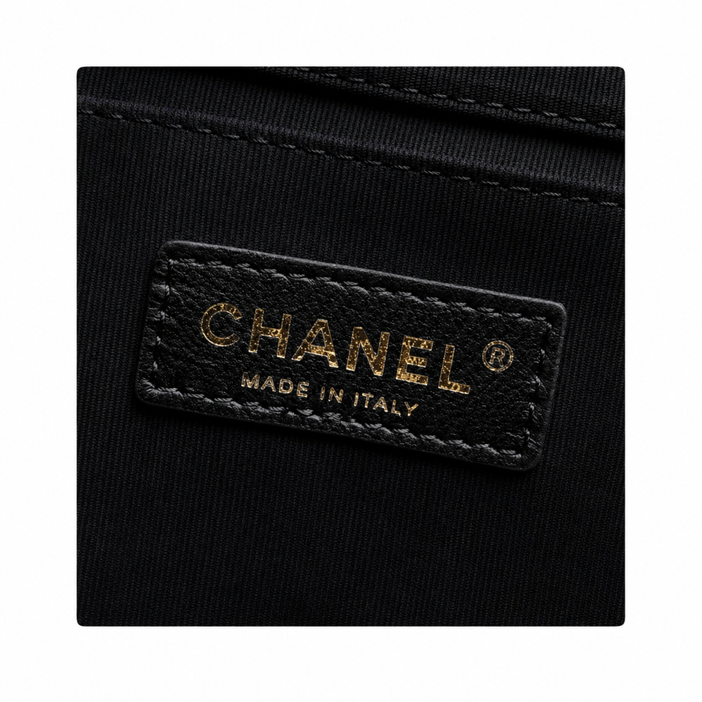 Chanel CC Raffia Woven Flap Bag | Black & Gold Chain — 25cm