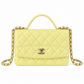 Chanel Classic Flap Mini Rectangle Lemon Yellow Caviar Leather Aged Gold CC Hardware 18.5cm